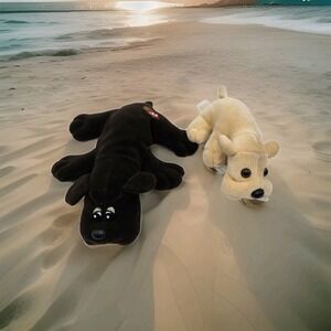 Vtg KENNEL KUDDLEES Yellow Lab POUND PUPPY Chocolate Lab Hound Puppy Dog Animal